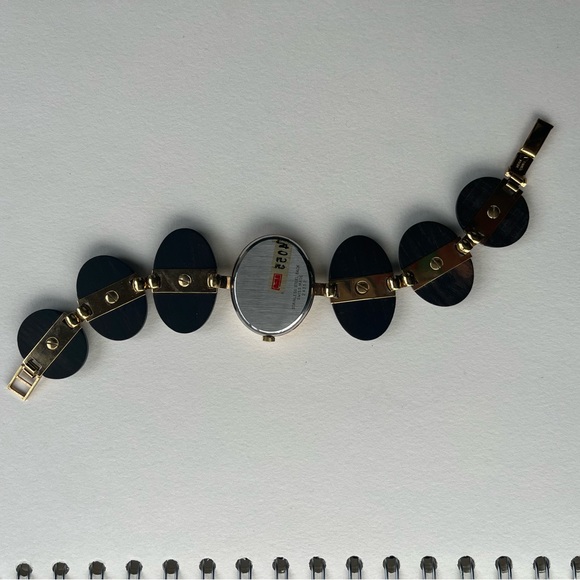 Vintage Renis Genève Wood Link Mechanical Ladies Watch With Faux Tiger Eye Dial - Picture 4 of 5